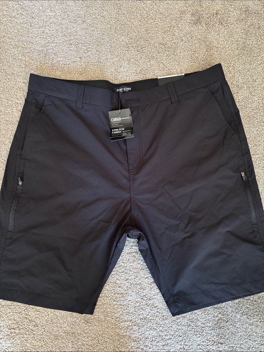 Men’s jump start Black Cargo Stretch Shorts -